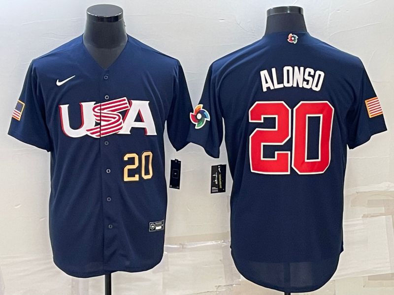 Men 2023 World Cub USA #20 Alonso Blue Nike MLB Jersey2->more jerseys->MLB Jersey